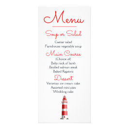 Nautical Menu Beach Wedding Lighthouse Red Reklamkort