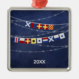 #Nautical Merry #julsignal Flagga Julgransprydnad Metall