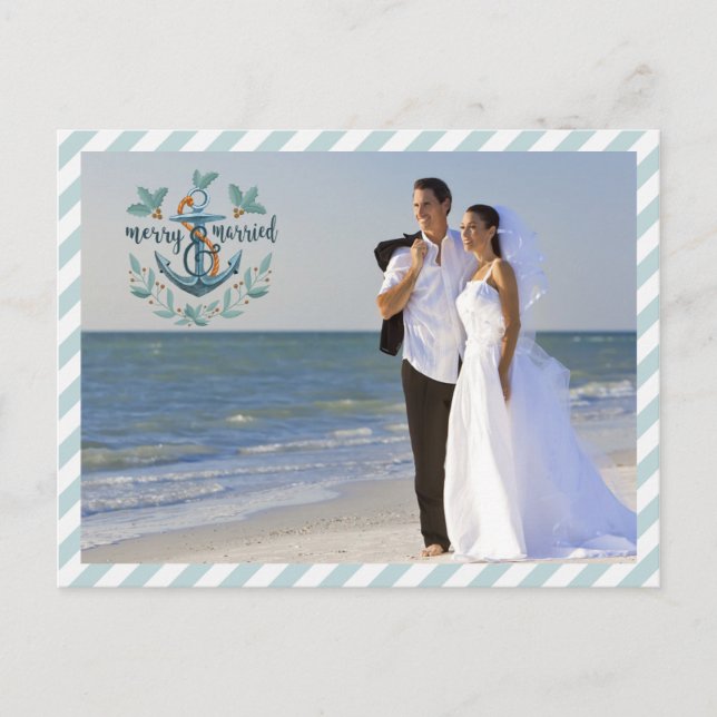 Nautical Merry & Married, Tealränder, Två Bilder Helg Vykort (Framsida)