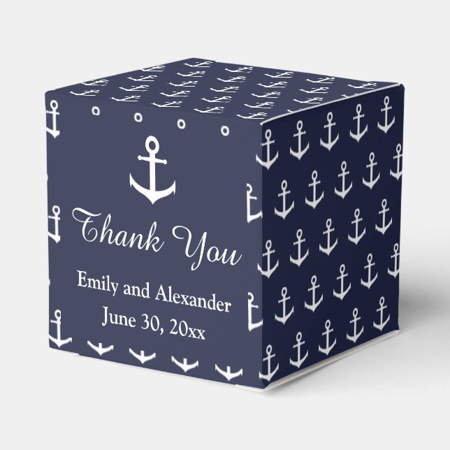 Nautical Midnight Blue med White Anchors Presentaskar (Baksidan Sidan)