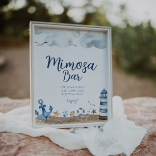 Nautical Mimosa Pub Baby Shower-skylt Poster