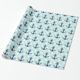 Nautical Mint Polka dots och Navy Blue Anchors Presentpapper