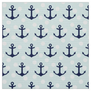 Nautical Mint Polka dots och Navy Blue Anchors Tyg