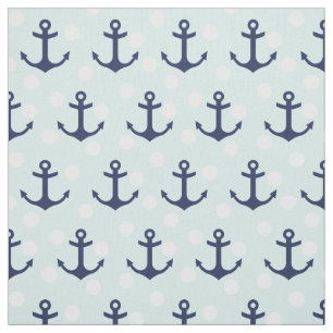 Nautical Mint Polka dots och Navy Blue Anchors Tyg