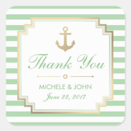 Nautical Mint White Tack Favors-fästpunkter Fyrkantigt Klistermärke