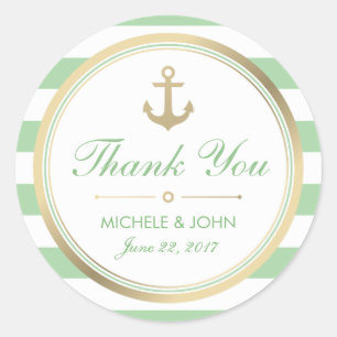 Nautical Mint White Tack Round Stickers Runt Klistermärke