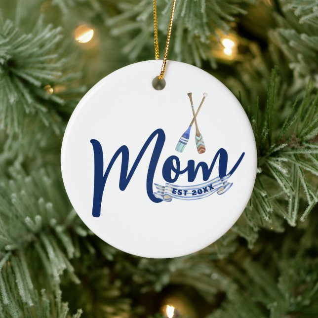 Nautical Mom Estblickad Navy Blå Handskrift  Julgransprydnad Keramik (Träd)