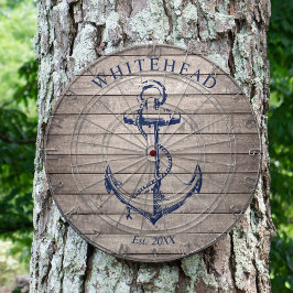 Nautical Monogram Anchor Beige Wood Darttavla