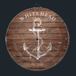 Nautical Monogram Anchor Brown Wood Darttavla<br><div class="desc">Utformning av nautisk ankarpunkt för personlig. Underbar för familjeåterförening,  bröllop eller familjegåva.</div>