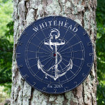 Nautical Monogram Anchor Navy Blue Darttavla<br><div class="desc">Utformning av nautisk ankarpunkt för personlig. Underbar för familjeåterförening,  bröllop eller familjegåva.</div>
