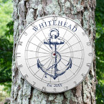 Nautical Monogram Anchor White Darttavla<br><div class="desc">Utformning av nautisk ankarpunkt för personlig. Underbar för familjeåterförening,  bröllop eller familjegåva.</div>