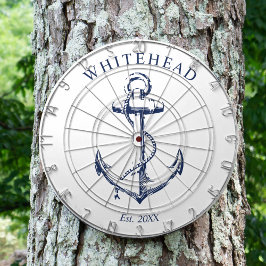 Nautical Monogram Anchor White Darttavla