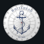 Nautical Monogram Anchor White Darttavla<br><div class="desc">Utformning av nautisk ankarpunkt för personlig. Underbar för familjeåterförening,  bröllop eller familjegåva.</div>