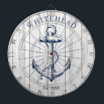 Nautical Monogram Anchor White Wood Darttavla<br><div class="desc">Utformning av nautisk ankarpunkt för personlig. Underbar för familjeåterförening,  bröllop eller familjegåva.</div>