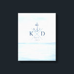 Nautical Monogram Beach Watercolor Anchor Canvastryck<br><div class="desc">Lägg till ett nautiskt plan till väggarna med det här anpassadets monogramfästpunktsdesign med en vattenfärgsbakgrund över havet.</div>
