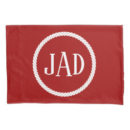 Nautical Monogram Mörk Red White Circle