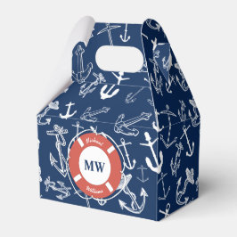Nautical Monogram Navy Blue Anchor Mönster Presentaskar