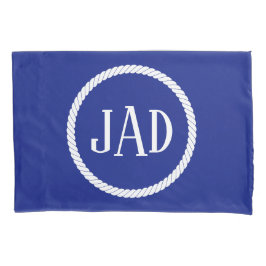 Nautical Monogram Navy Blue White Circle