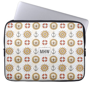 Nautical Mönster anpassningsbar monogram laptop sl Fodral