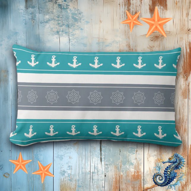 Nautical Mönster Boat Inslag Lumbarkudde (Skapare uppladdad)