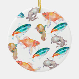 Nautical mönster julgransprydnad keramik