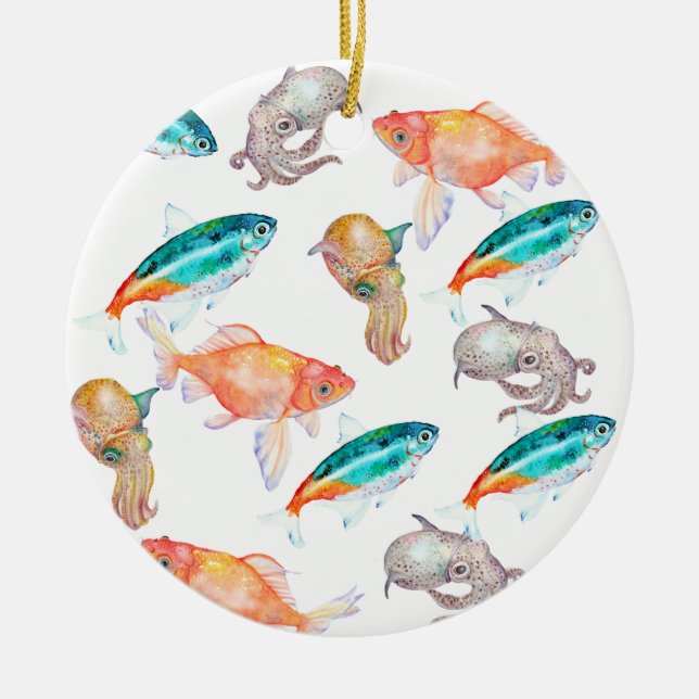 Nautical mönster julgransprydnad keramik (Framsidan)