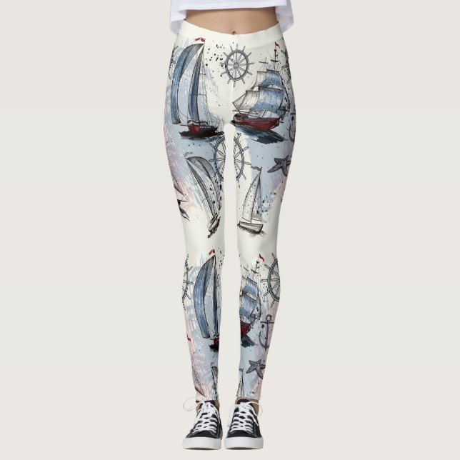 Nautical Mönster Leggings (Framsida)