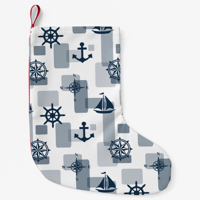 Nautical mönster liten julstrumpa (Framsidan)