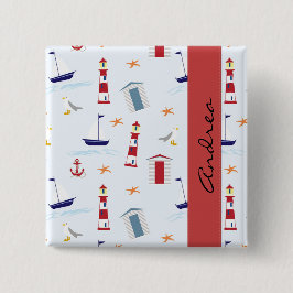 Nautical Mönster, Marine Mönster, ditt namn Knapp