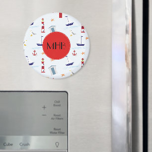 Nautical Mönster, Marine Mönster, Monogram Magnet