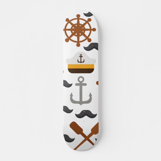 Nautical Mönster Mini Skateboard Bräda 18,5 Cm (Framsida)