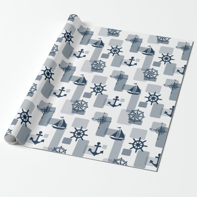 Nautical mönster presentpapper (Utrullad)