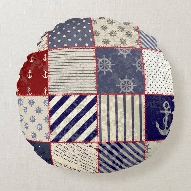 Nautical Mönster ROUND DEKORATIV KUDDE (Framsidan)