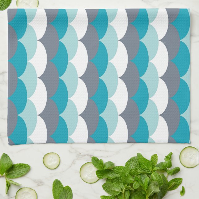 Nautical Mönster Seashells Kökshandduk (Vikta)