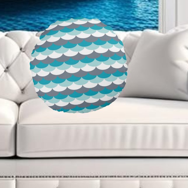 Nautical Mönster Seashells Rund Kudde (Skapare uppladdad)