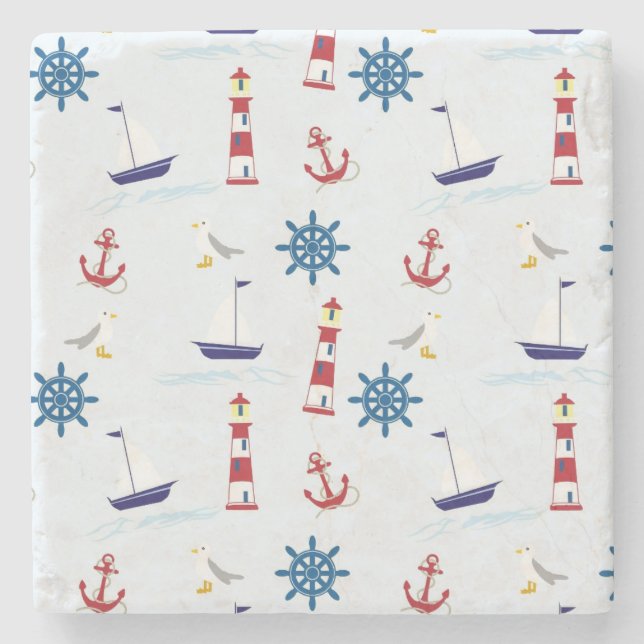 Nautical Mönster Stenunderlägg (Framsidan)