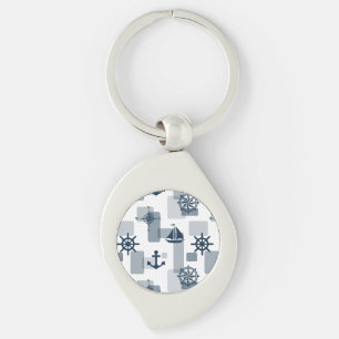 Nautical mönster swirl silverfärgad nyckelring
