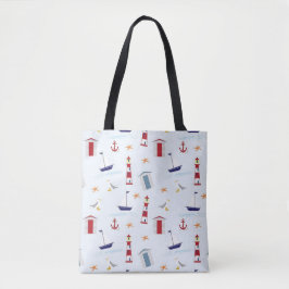 Nautical Mönster Tote Bag Tygkasse
