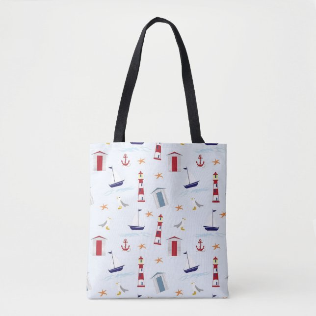 Nautical Mönster Tote Bag Tygkasse (Framsida)
