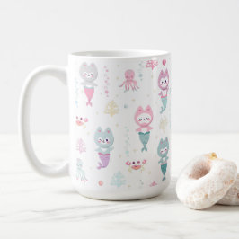 Nautical Mugg dekorerade med söta sjöjungfruar kat