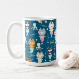 Nautical Mugg dekorerade med söta sjöjungfruar kat