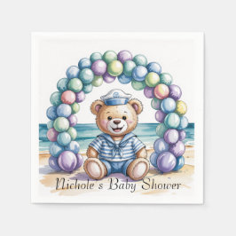 Nautical Nalle Beach Boy Baby Shower Pappersservett