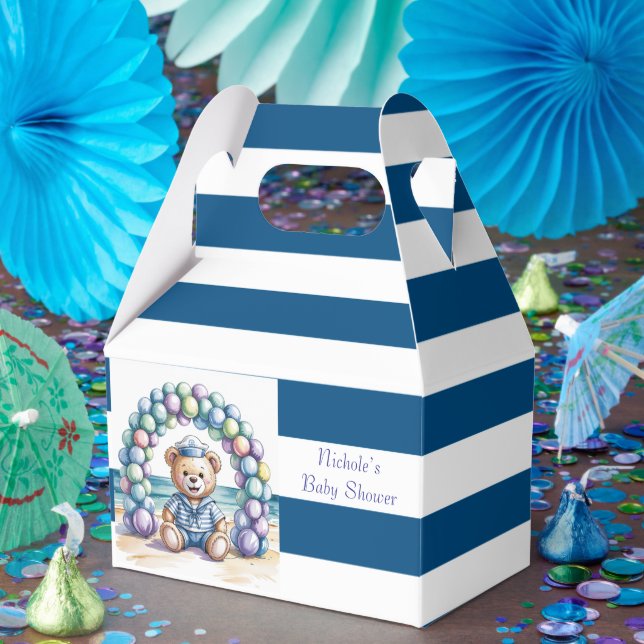 Nautical Nalle Beach Boy Baby Shower Presentaskar (Part)