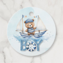 Nautical Nalle Boy Baby Shower Gåvor Etiketter