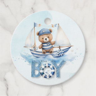 Nautical Nalle Boy Baby Shower Gåvor Etiketter