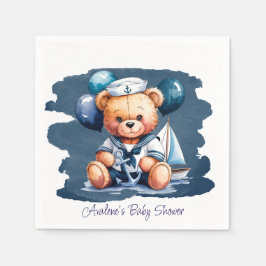 Nautical Nalle Delight Boy Baby Shower Pappersservett