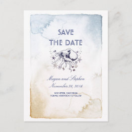 Nautical Navy Akvareller - Octopus Save the Date Meddelande Vykort