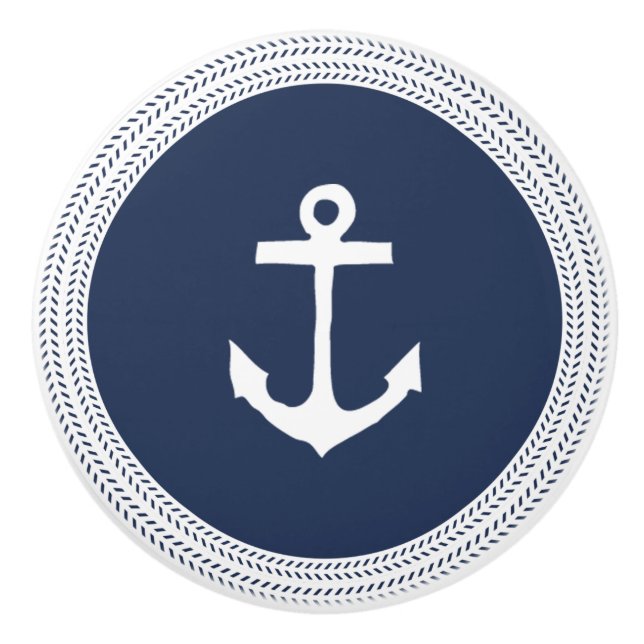 Nautical Navy Anchor och Rope Braid Knopp (Framsidan)