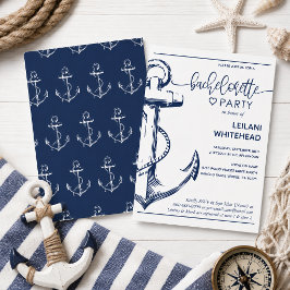 Nautical Navy Ankare Sjungningsfest Vit Inbjudningar
