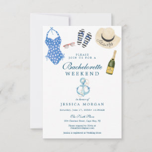 Nautical Navy Bachelorette Party Itinerary Inbjuda Inbjudningar